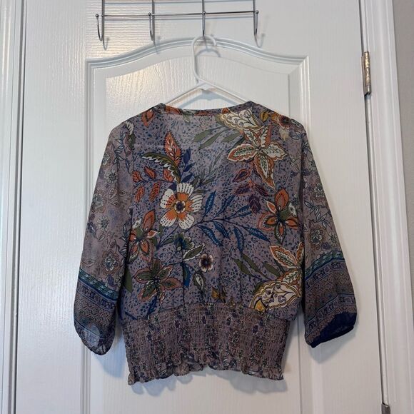 Fig & Flower Boho Floral Smocked Tiered Ruffle 2 Piece Skirt Set Women’s Size PM - Picture 8 of 13